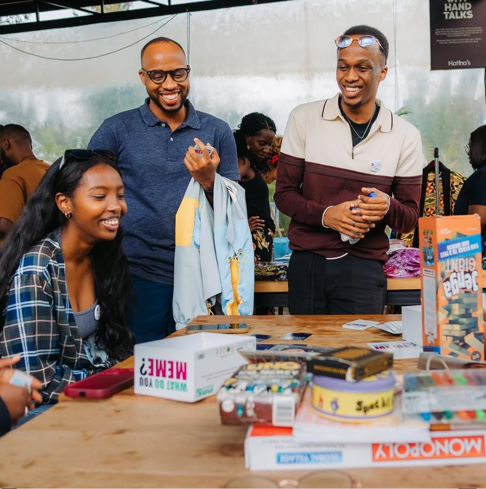 Guests enjoying games and activities at Katina Kafé
