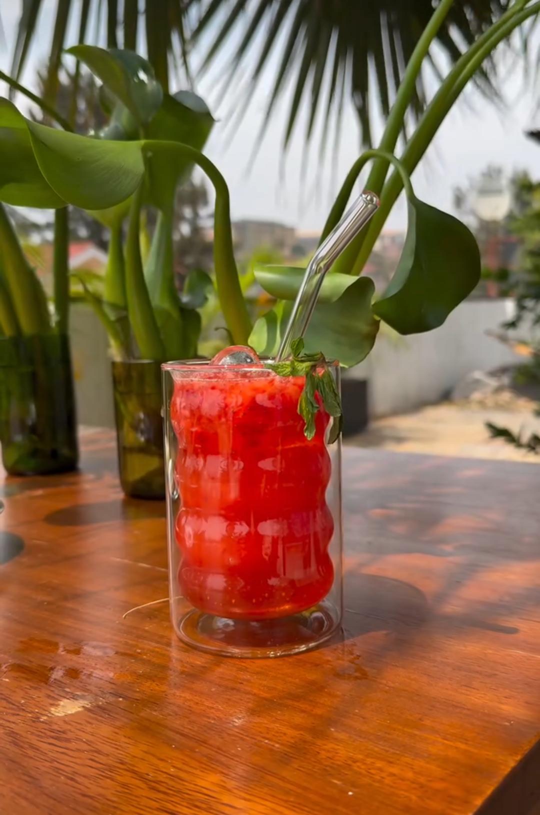 Red drink at Katina Kafé
